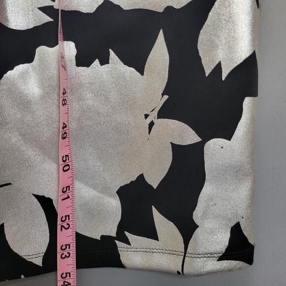 En Focus Studios Maxi Dress Womens 4 Black Silver Shimmer Floral Mesh Sleeveless - Picture 8 of 13